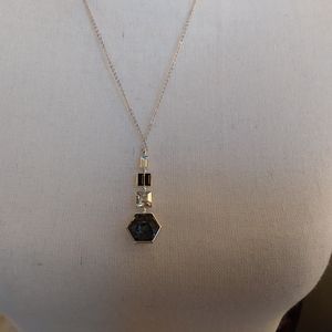 Touchstone Crystal Swarovski Silver and Black Necklace with Minimalist Pendant